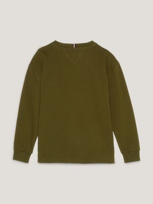 green essential long sleeve archive t-shirt for boys tommy hilfiger