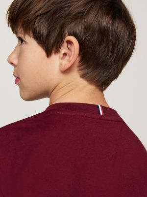 t-shirt a maniche lunghe rosso da bambini tommy hilfiger