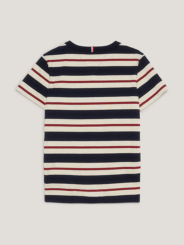 brown th monogram stamp stripe t-shirt for boys tommy hilfiger