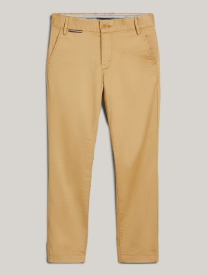 pantaloni chino essential in cotone stretch khaki da bambini tommy hilfiger