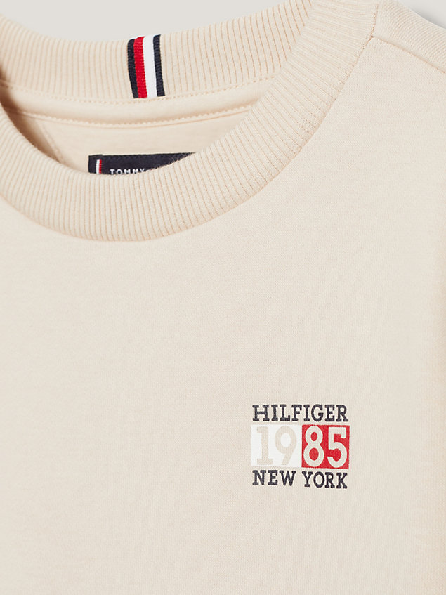 beige fleece new york logo sweatshirt for boys tommy hilfiger