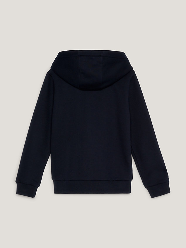 blue reißverschluss-hoodie aus fleece mit logo für jungen - tommy hilfiger