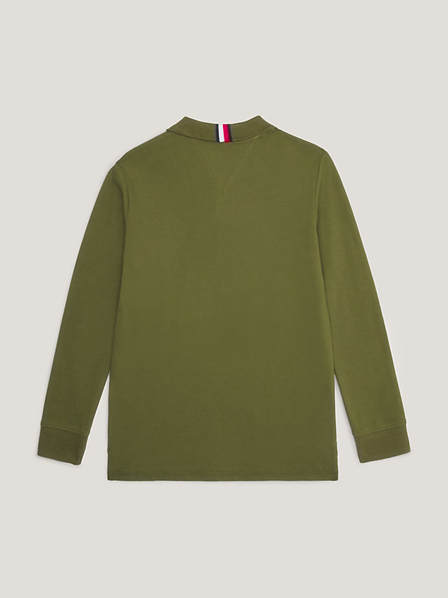 green long sleeve regular fit colour-blocked polo for boys tommy hilfiger