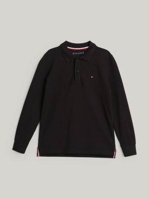 polo regular de manga larga con logo multicolor de niños tommy hilfiger
