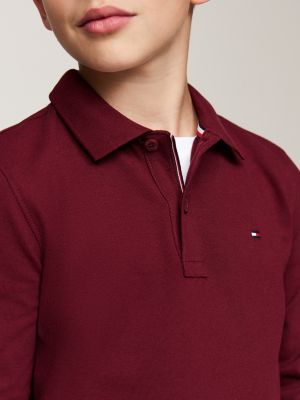 weiß regular fit langarm-poloshirt mit flag für jungen - tommy hilfiger