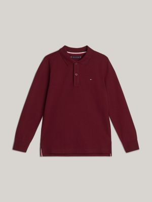 weiß regular fit langarm-poloshirt mit flag für jungen - tommy hilfiger