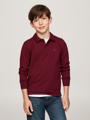 weiß regular fit langarm-poloshirt mit flag für jungen - tommy hilfiger