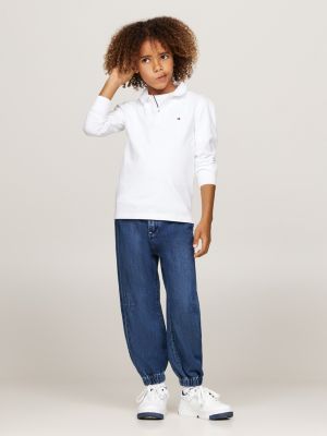 polo regular fit a maniche lunghe con logo bianco da bambini tommy hilfiger