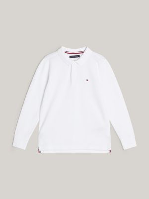 weiß regular fit langarm-poloshirt mit flag für jungen - tommy hilfiger