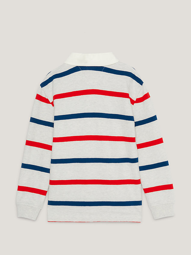 grey rugby stripe long sleeve regular fit polo for boys tommy hilfiger