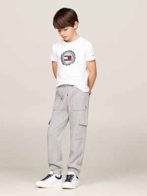 white towelling stamp logo t-shirt for boys tommy hilfiger