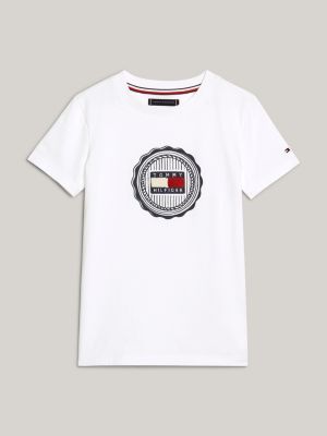 white towelling stamp logo t-shirt for boys tommy hilfiger