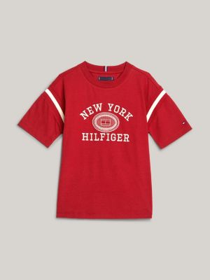 rood hilfiger monotype t-shirt met geborduurd logo voor jongens - tommy hilfiger