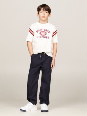 wit hilfiger monotype t-shirt met geborduurd logo voor jongens - tommy hilfiger