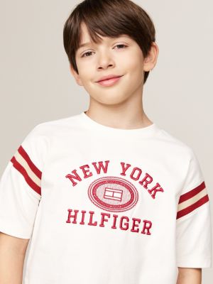 wit hilfiger monotype t-shirt met geborduurd logo voor jongens - tommy hilfiger