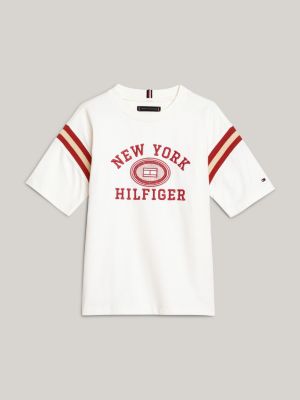 wit hilfiger monotype t-shirt met geborduurd logo voor jongens - tommy hilfiger