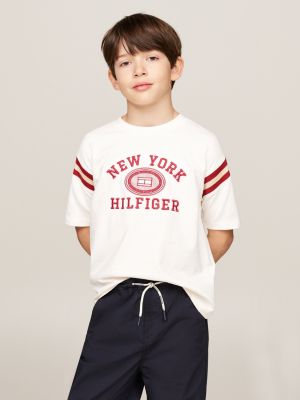 white hilfiger monotype t-shirt met geborduurd logo voor jongens - tommy hilfiger