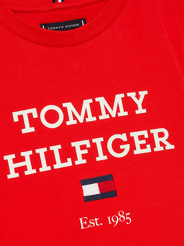 red oversized logo t-shirt for boys tommy hilfiger