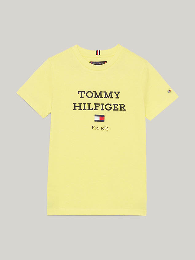 yellow oversized logo t-shirt for boys tommy hilfiger