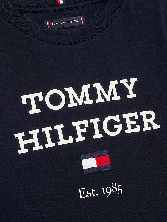 blue logo long sleeve t-shirt for boys tommy hilfiger