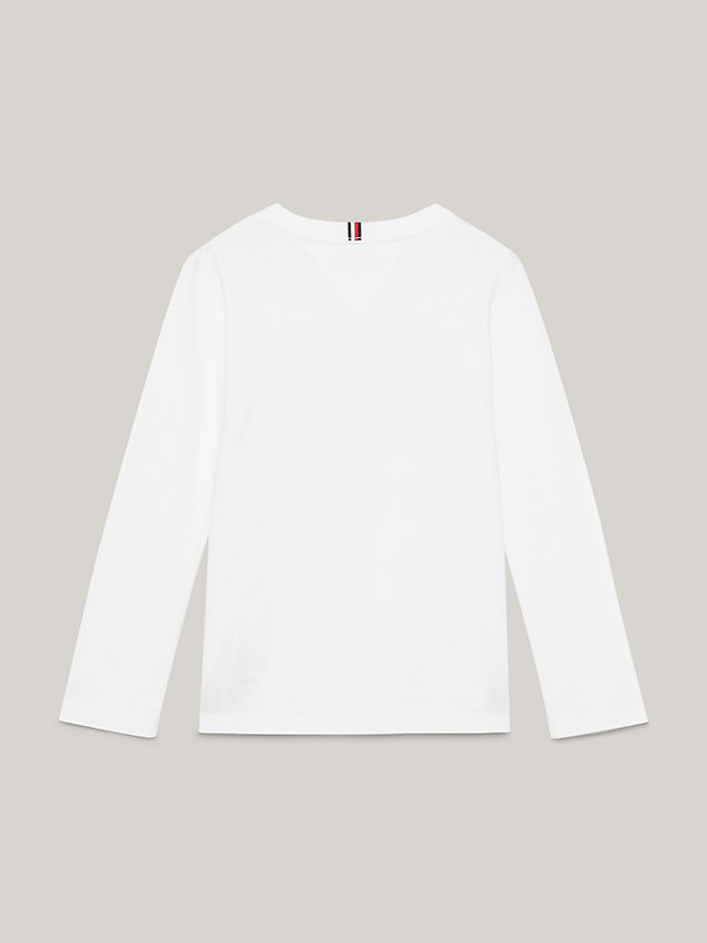 white logo long sleeve t-shirt for boys tommy hilfiger