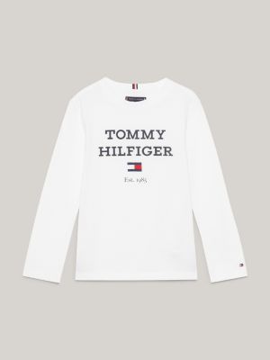 Langarmshirt mit | Tommy Weiß Logo Hilfiger 