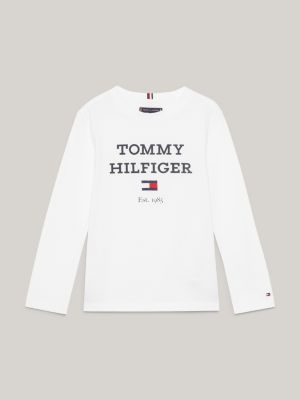 T shirt manches longues et logo BLANC Tommy Hilfiger