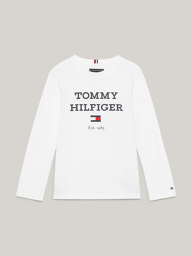 white logo long sleeve t-shirt for boys tommy hilfiger