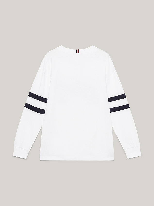 white varsity longsleeve t-shirt met logo voor boys - tommy hilfiger