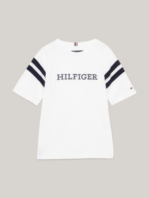 Varsity TH Crest Logo Hilfiger Tommy White T-Shirt | 