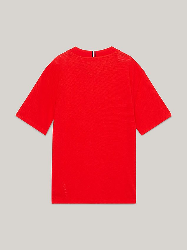 red mesh t-shirt met varsity-logo voor boys - tommy hilfiger