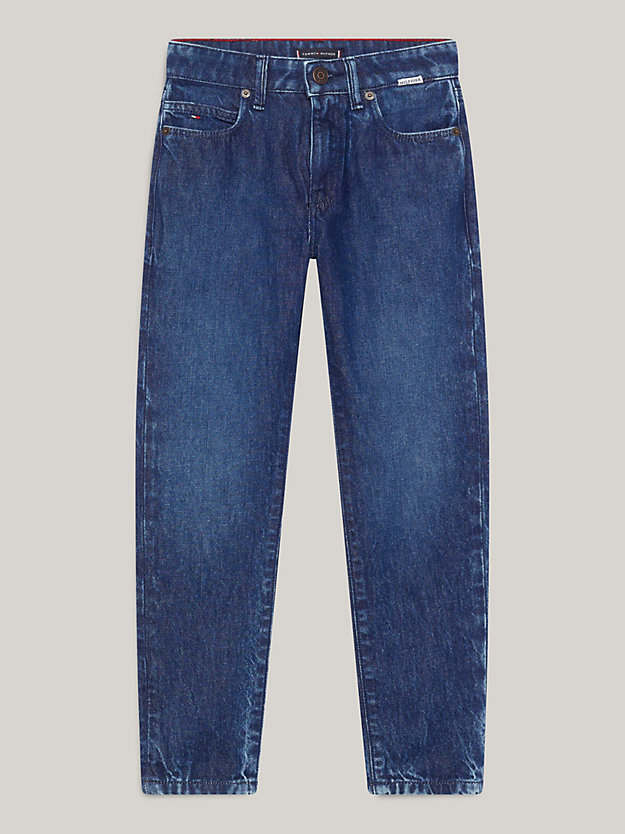 jeans modern straight fit con scoloriture denim da bambini tommy hilfiger