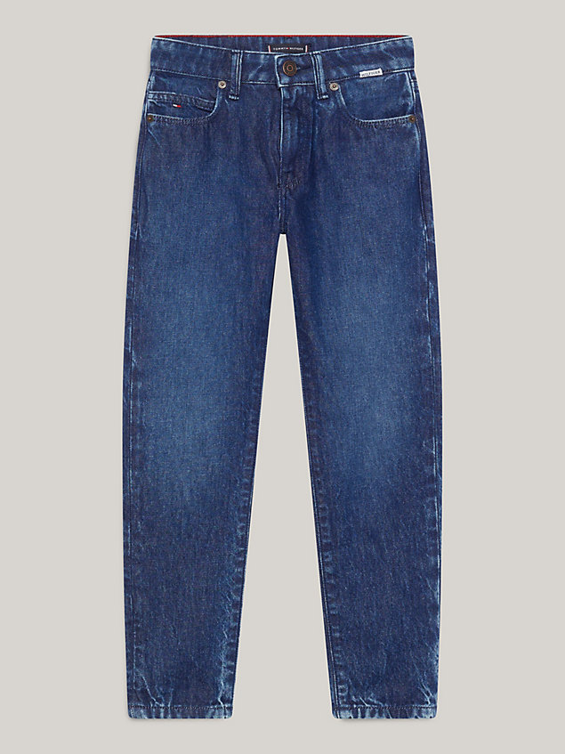 jeans modern straight fit con scoloriture denim da bambino tommy hilfiger