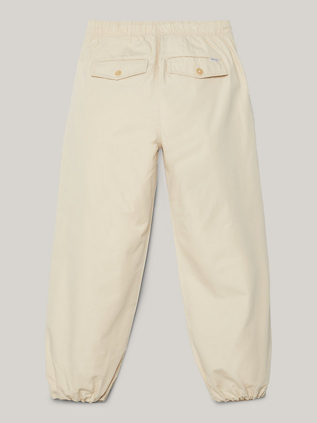 beige wide leg oversized parachute trousers for boys tommy hilfiger