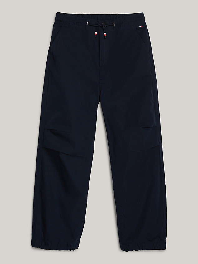 blue wide leg oversized parachute trousers for boys tommy hilfiger
