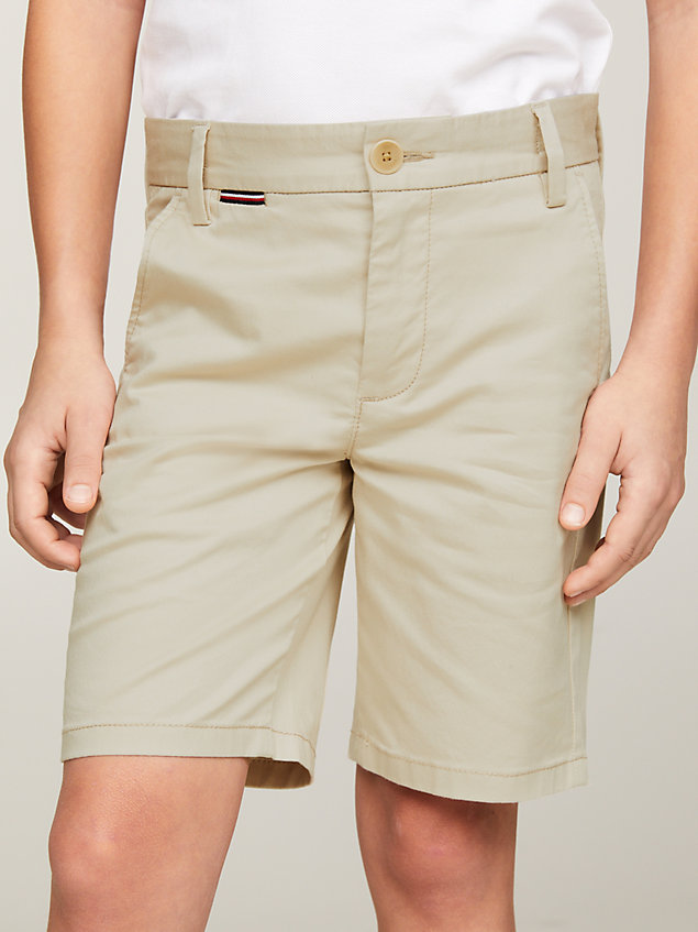 beige essential 1985 collection chino shorts for boys tommy hilfiger