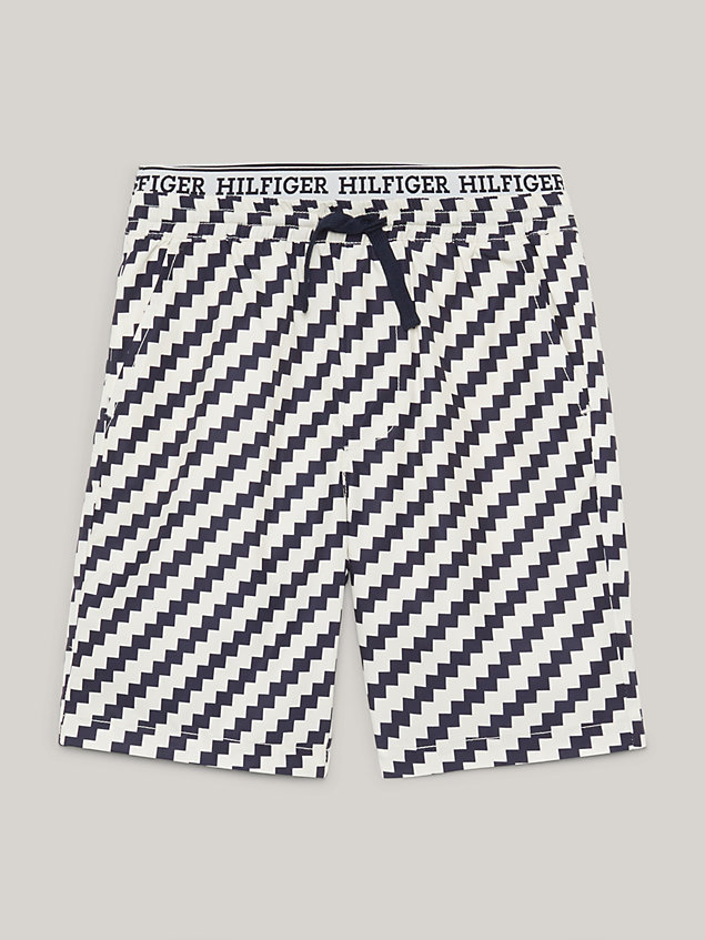 beige jagged stripe relaxed shorts for boys tommy hilfiger