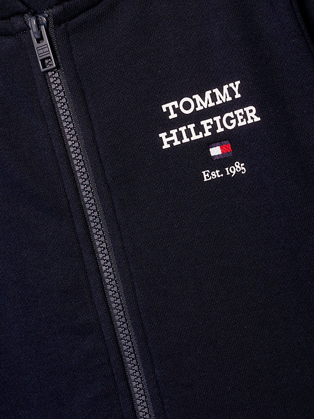 blue back logo zip-thru hoody for boys tommy hilfiger
