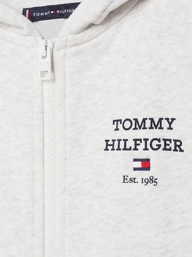 grey back logo zip-thru hoody for boys tommy hilfiger