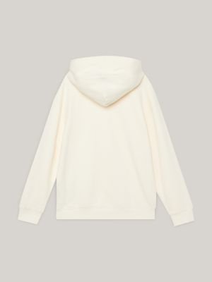 beige varsity-hoodie mit th-wappen-logo für jungen - tommy hilfiger