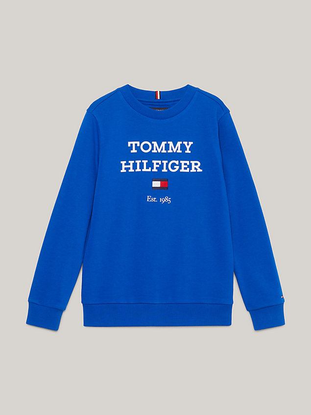 blue sweatshirt met oversized logo voor jongens - tommy hilfiger