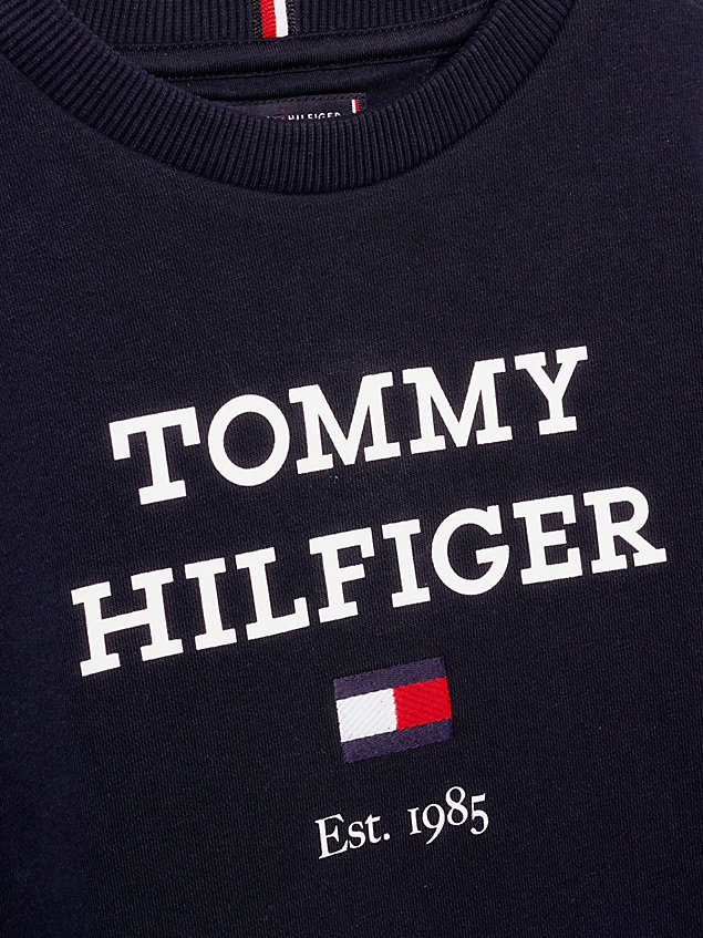 blue oversized logo sweatshirt for boys tommy hilfiger