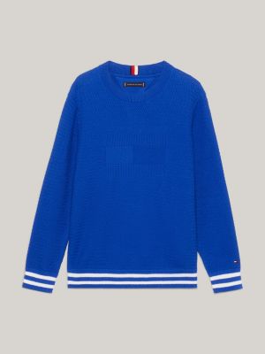 | mit Hilfiger Pullover Kontrast-Streifen | Flag Tommy Blau und