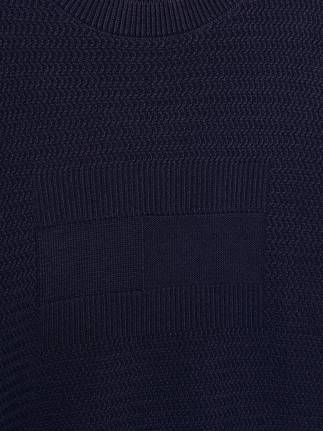 blue pullover mit kontrast-streifen und flag für boys - tommy hilfiger