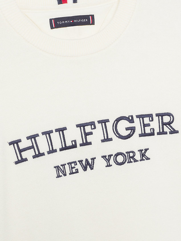 beige hilfiger monotype embroidery logo jumper for boys tommy hilfiger