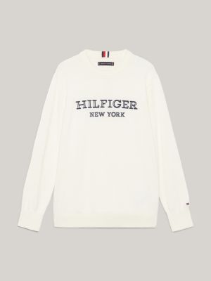 Pullover mit Hilfiger-Monotype-Stickerei | Beige | Hilfiger Tommy