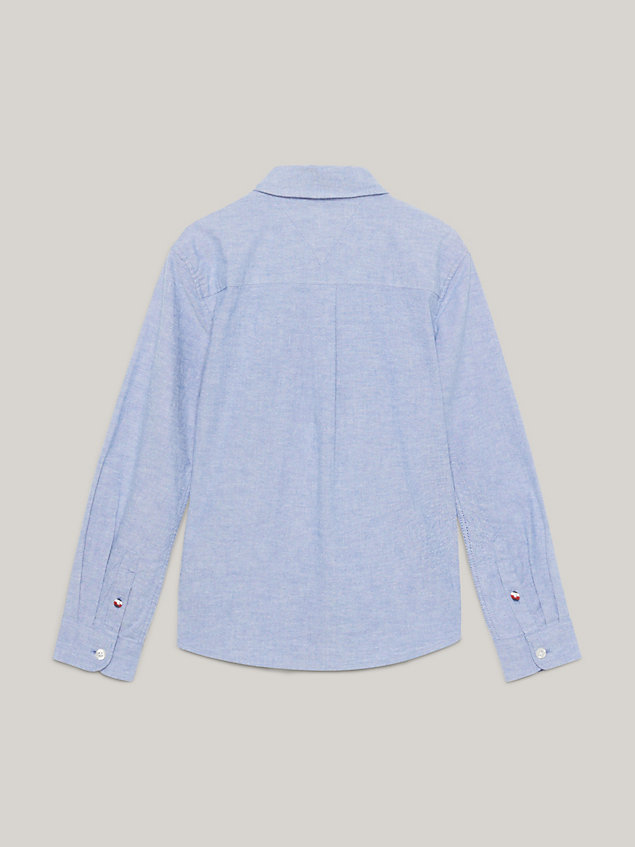 blue essential regular fit oxford shirt for boys tommy hilfiger