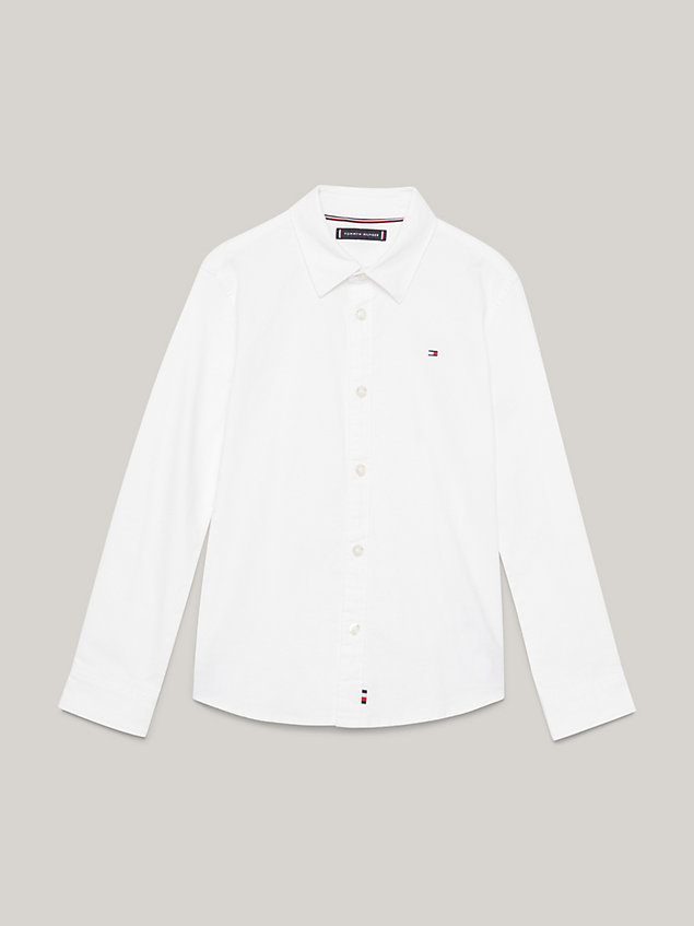 white koszula essential typu oxford o regularnym kroju dla chłopcy - tommy hilfiger