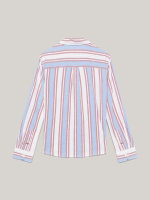blue essential flex hemd mit ithaka-streifen für jungen - tommy hilfiger