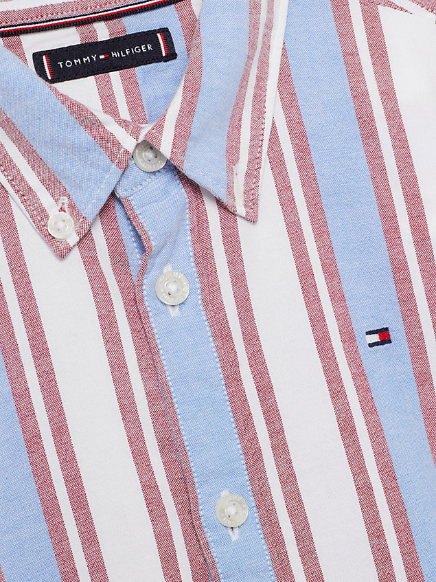 blue essential flex ithaca stripe regular shirt for boys tommy hilfiger